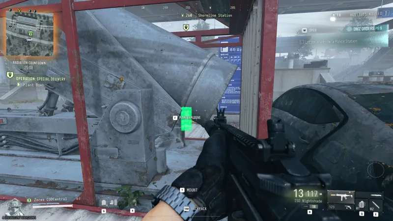 MW4 DMZ Special Delivery Plant Bomb prompt on the mobile missile launch platform at Shoreline Station