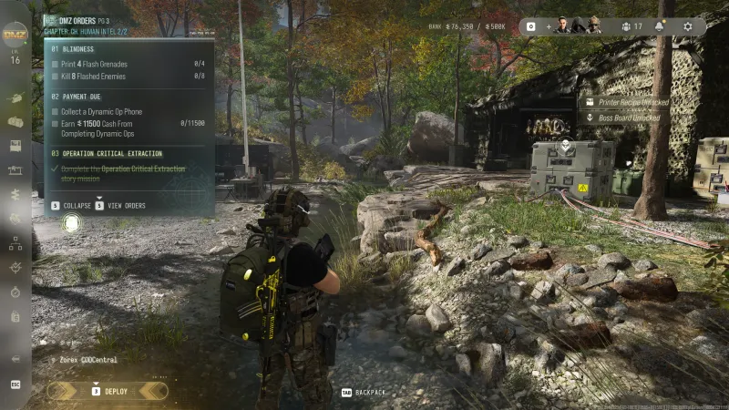 MW4 DMZ FOB with the Boss Board Unlocked toast after reaching page 3 of Ch. Human Intel DMZ Orders