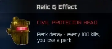 Civil Protector Head relic effect: lose 1 perk every 100 kills in BO7 Cursed mode
