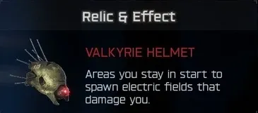 Valkyrie Helmet relic effect: areas you linger in spawn electric fields that damage you in BO7 Cursed mode