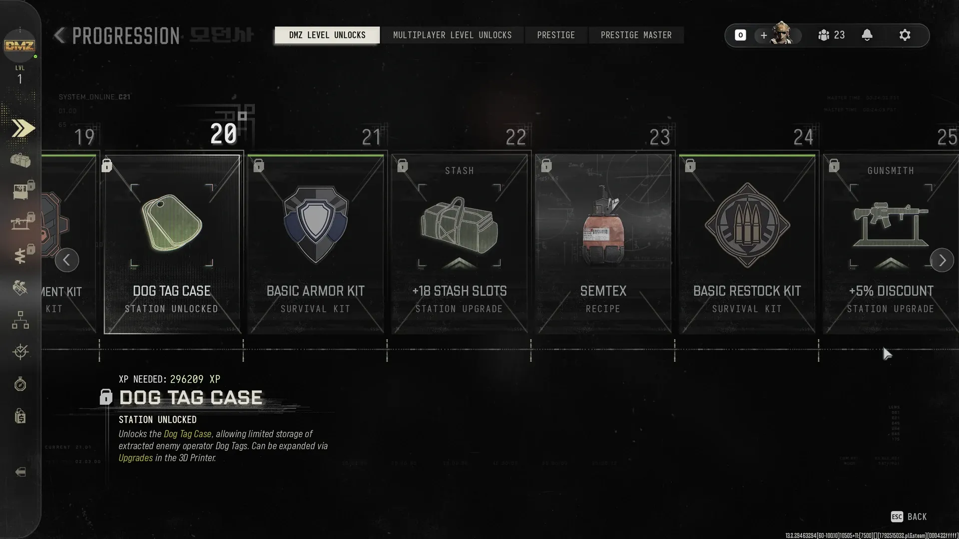 MW4 DMZ level 20 unlock card for the Dog Tag Case station