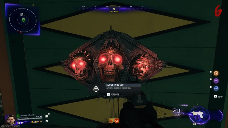 BO7 Rogue Run Curse Inducer shrine with the prompt to activate a random Cursed Relic