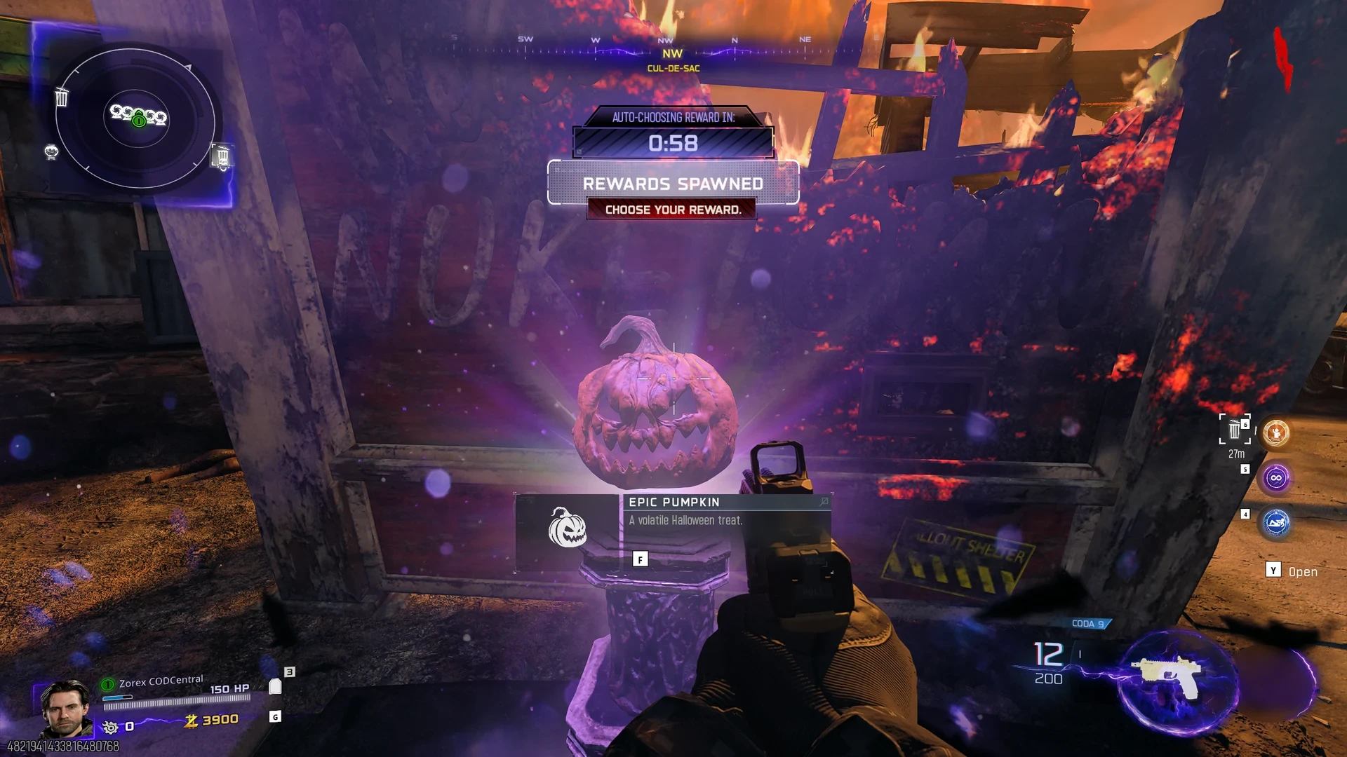Epic Pumpkin pedestal reward in BO7 Rogue Run, a volatile Halloween treat