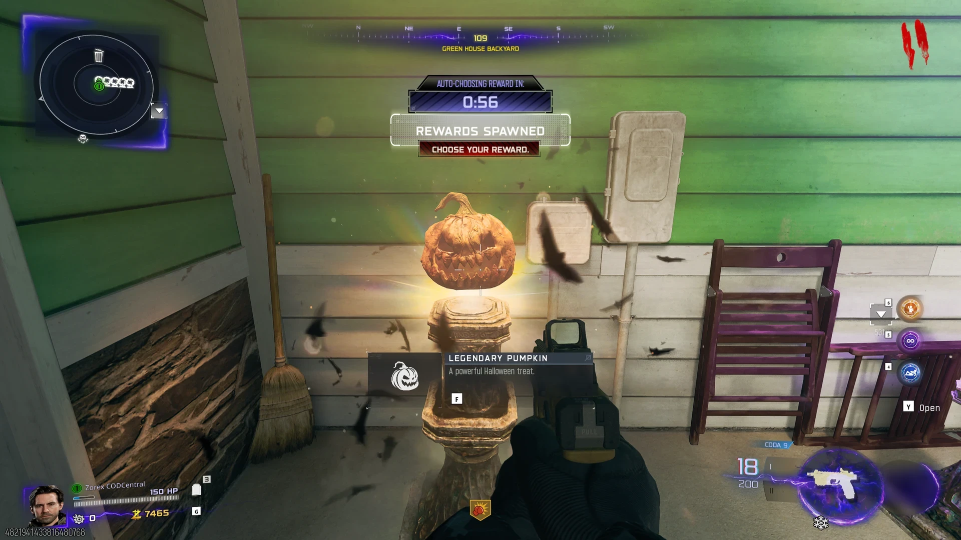 Legendary Pumpkin pedestal reward in BO7 Rogue Run, a powerful Halloween treat