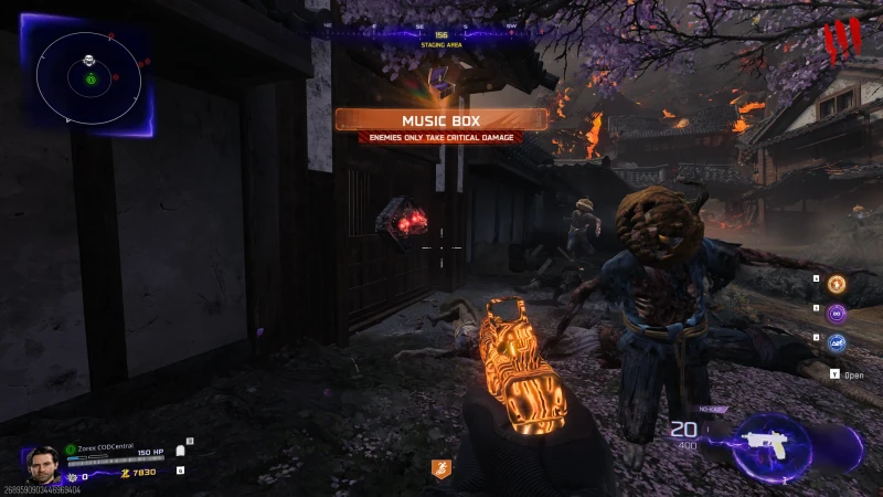 BO7 Rogue Run cursed relic Music Box active, showing enemies only take critical damage