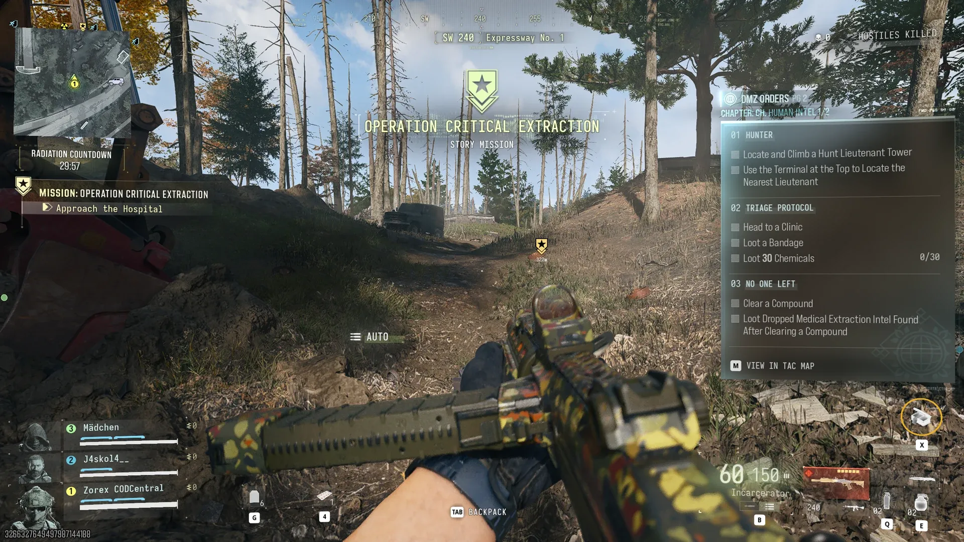 Operation Critical Extraction Story Mission start at Expressway No. 1 with the hospital waypoint 322m away in MW4 DMZ