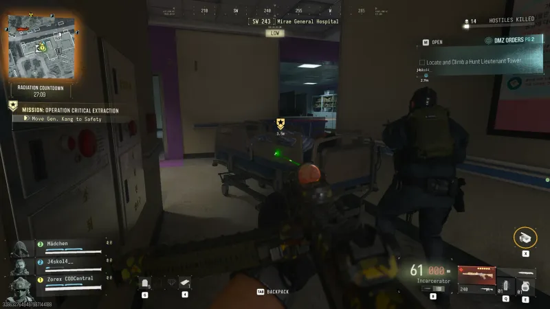 Squad pushing General Kang on his hospital bed into the corridor during the Move Gen. Kang to Safety step