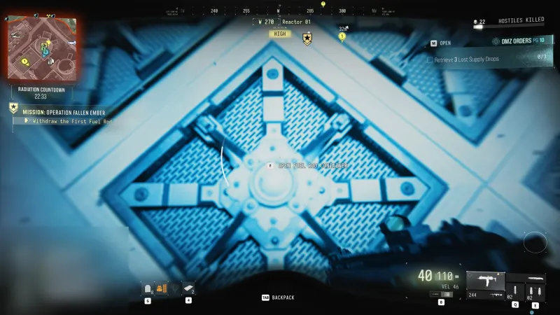 MW4 DMZ fuel rod container on the floor of the reactor pool in Operation Fallen Ember