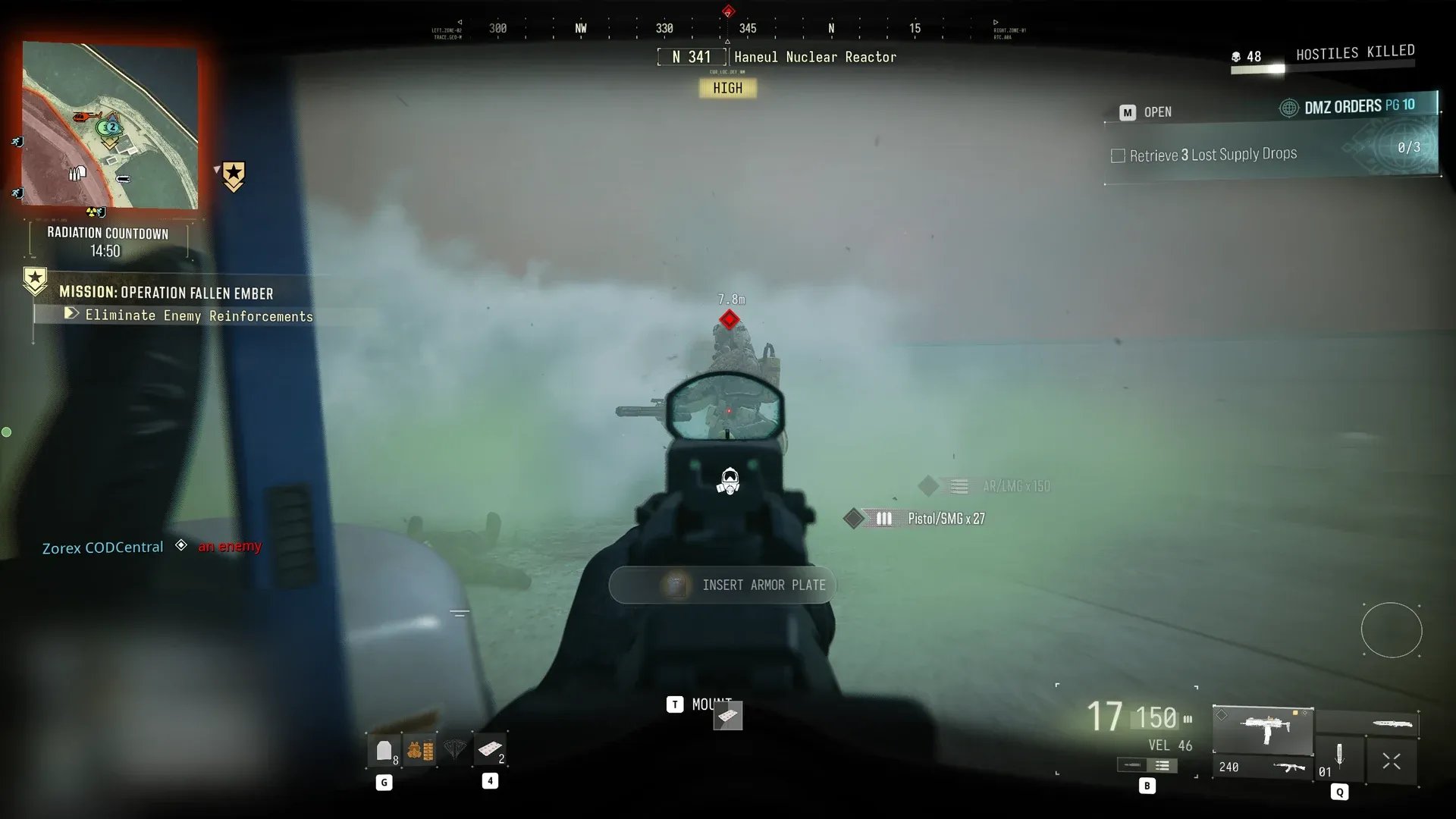 MW4 DMZ enemy reinforcements in smoke at the Haneul Nuclear Reactor during Secure the Warhead