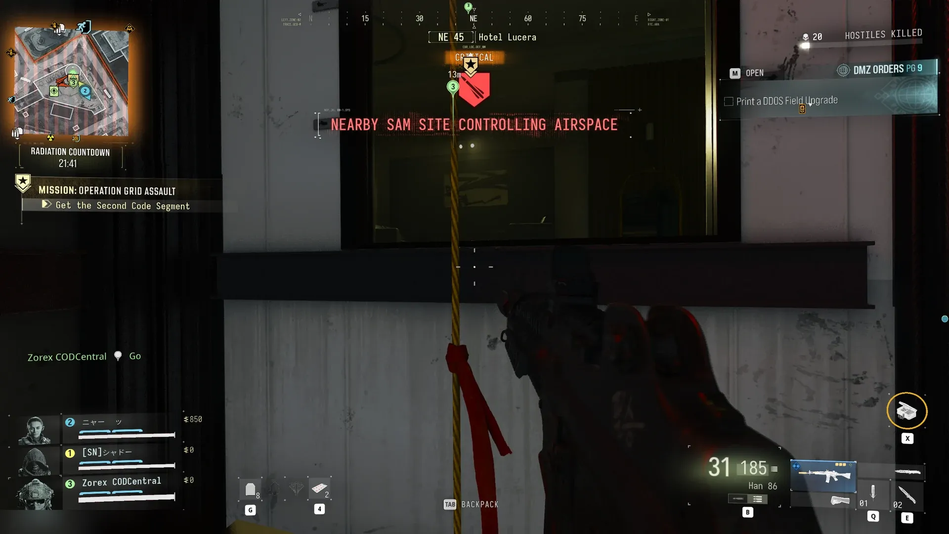 MW4 DMZ Nearby SAM Site Controlling Airspace warning at Hotel Lucera during Operation Grid Assault