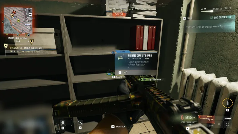 MW4 DMZ Printed Circuit Board on a shelf in the Chang-san Air Base Bunker with its Rare tooltip