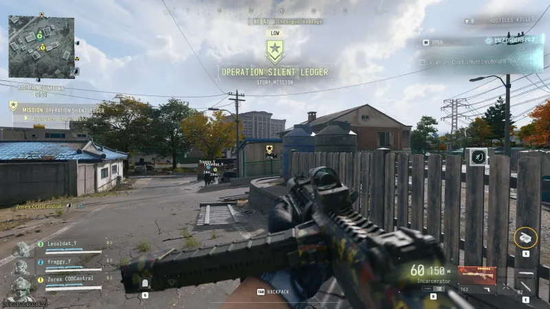 Operation Silent Ledger story mission banner in Cheongun Village with the Approach the Casino objective 291 meters away
