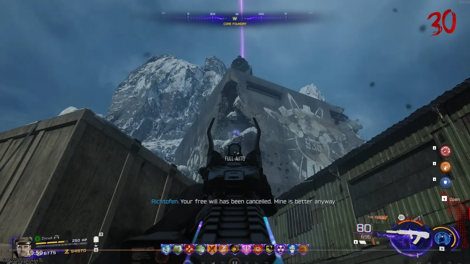 Mr Peeks on the 935 bunker at Core Foundry on Totenreich with a light beam