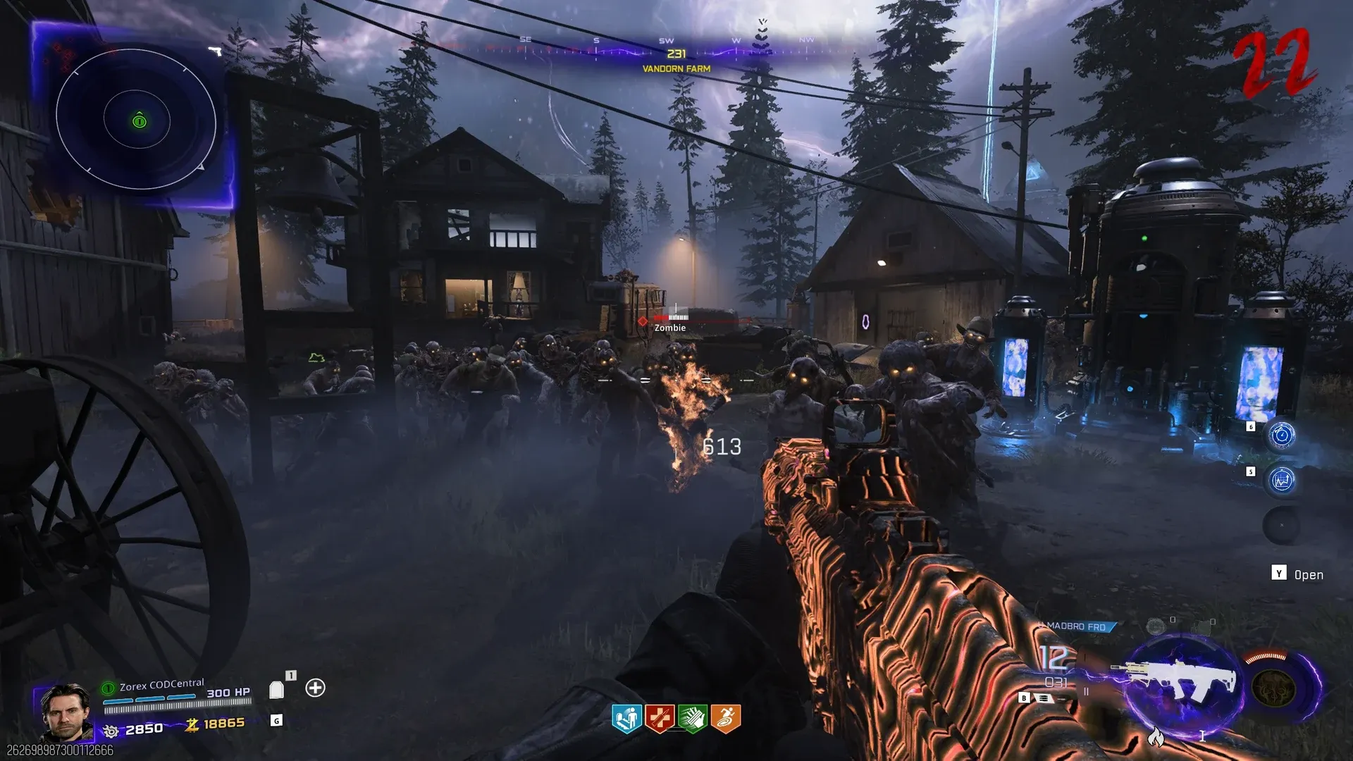 Napalm Burst activation without augments showing 1 to 3 kills