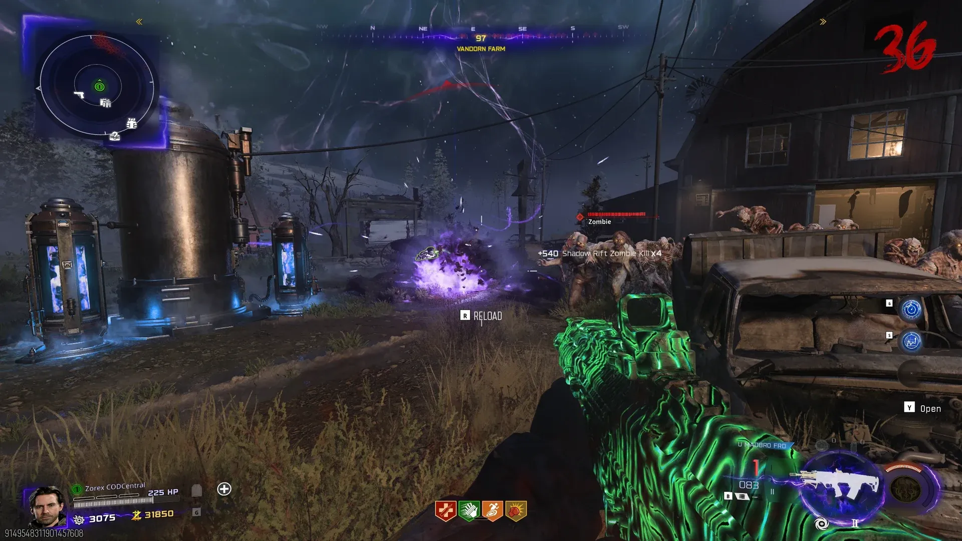 Explosive Rain Major augment activation in BO7 Zombies showing dropped enemies exploding far away from the main zombie horde