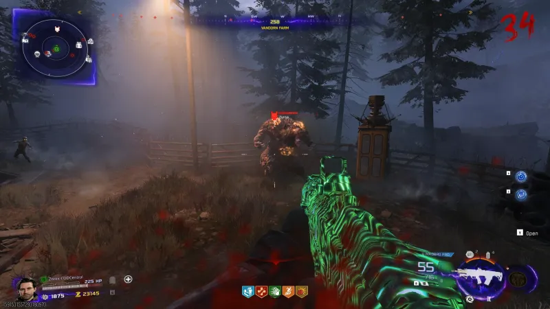 Zursa Elite enemy health bar at roughly 50% after the first Shadow Rift Big Game activation in BO7 Zombies