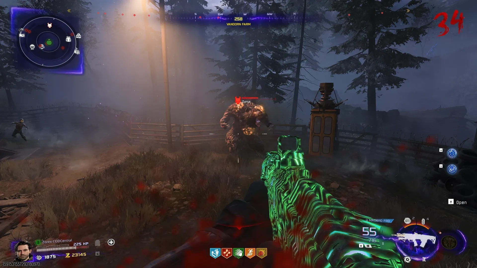 Zursa Elite enemy health bar at roughly 50% after the first Shadow Rift Big Game activation in BO7 Zombies