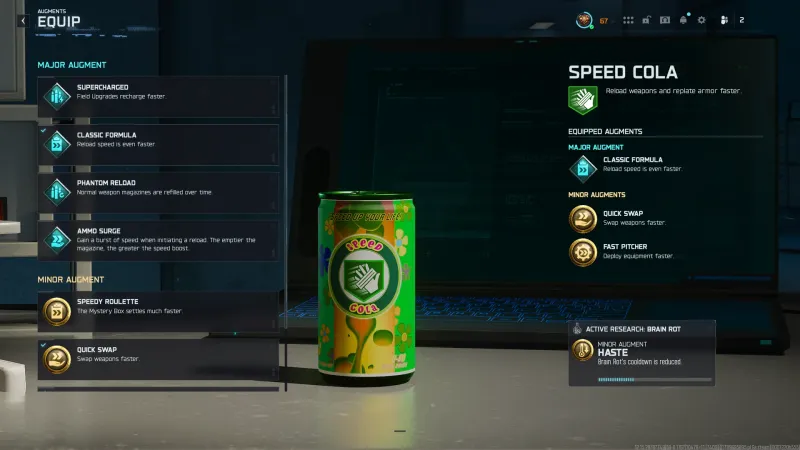 The four Speed Cola Major augments in Black Ops 7 Zombies with their in-game descriptions: Supercharged, Classic Formula, Phantom Reload and Ammo Surge