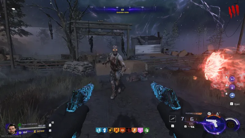 Mask of Wrath's demon form active on a group of zombies in Black Ops 7 Zombies