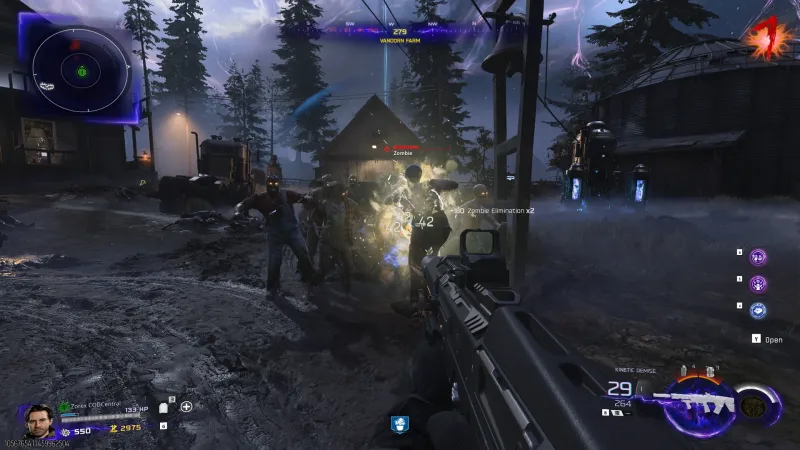Mask of Distraction's monkey pulling a cluster of zombies together while dealing area damage in Black Ops 7 Zombies