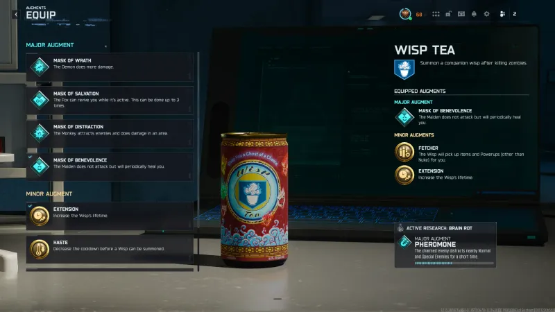 Personal Wisp Tea build setup used for a camping strategy in Black Ops 7 Zombies