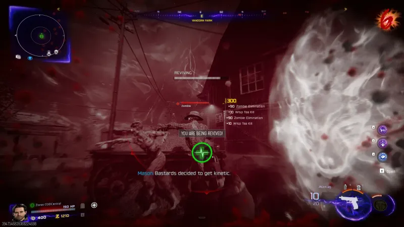 Mask of Salvation's fox form reviving a downed player during a normal survival run in BO7 Zombies
