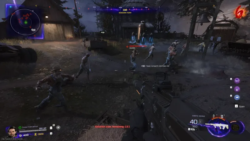 Notification showing 2 Mask of Salvation revives remaining after being rescued by the Wisp in BO7 Zombies