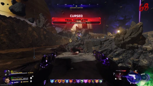 CURSED Trial Complete banner for the Civil Protector Head relic in Stargazer's Courtyard on round 68