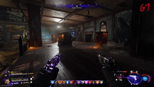 Teammate moving to a corner chandelier in the Museum Infinitum on Astra Malorum for the Civil Protector Head puzzle