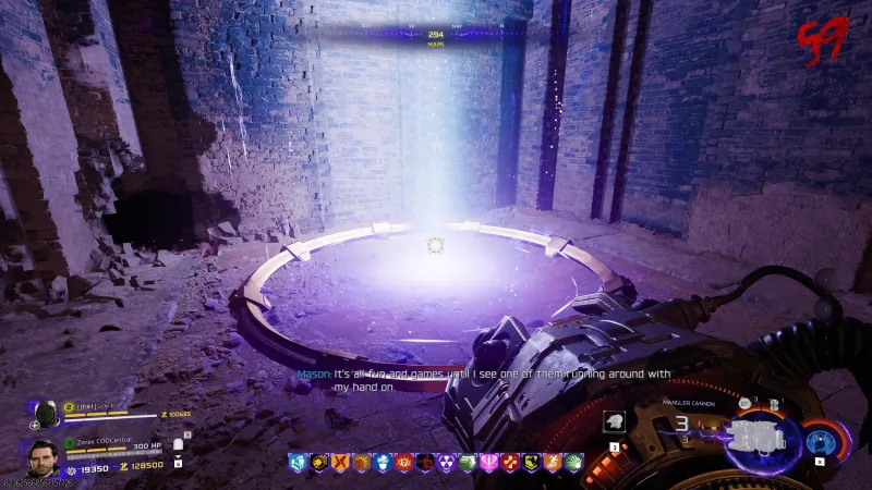 Charging the Mangler Cannon at the Mars teleporter for the Golden Spork relic step in BO7 Zombies