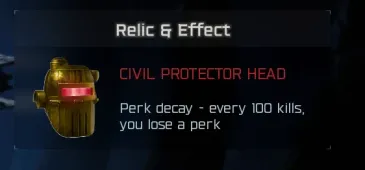 Civil Protector Head relic description in BO7 Cursed mode reading Perk decay, every 100 kills, you lose a perk