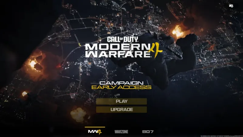 MW4 main menu during Campaign early access with the file management icon in the top right corner